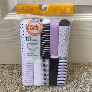 3/$15 Wonder Nation 10 Girls Briefs Size 8
